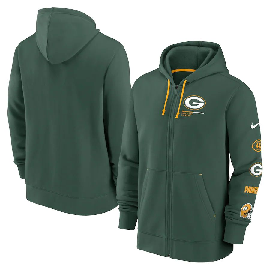 Men Green Bay Packers nike green surrey full zip hoodie->green bay packers->NFL Jersey